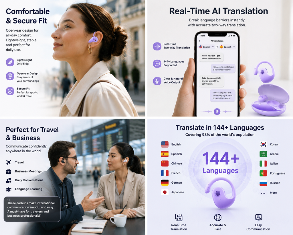 Smart AI Translator Earbuds